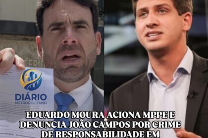 Eduardo Moura aciona MPPE e denuncia João Campos por crime de responsabilidade em concurso Eduardo Moura aciona MPPE e denuncia João Campos por crime de responsabilidade em concurso